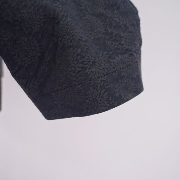 Nine West Black Floral Embroidered Jacquard Cape Collar‎ Silk Cotton Blazer 14 - Picture 4 of 10